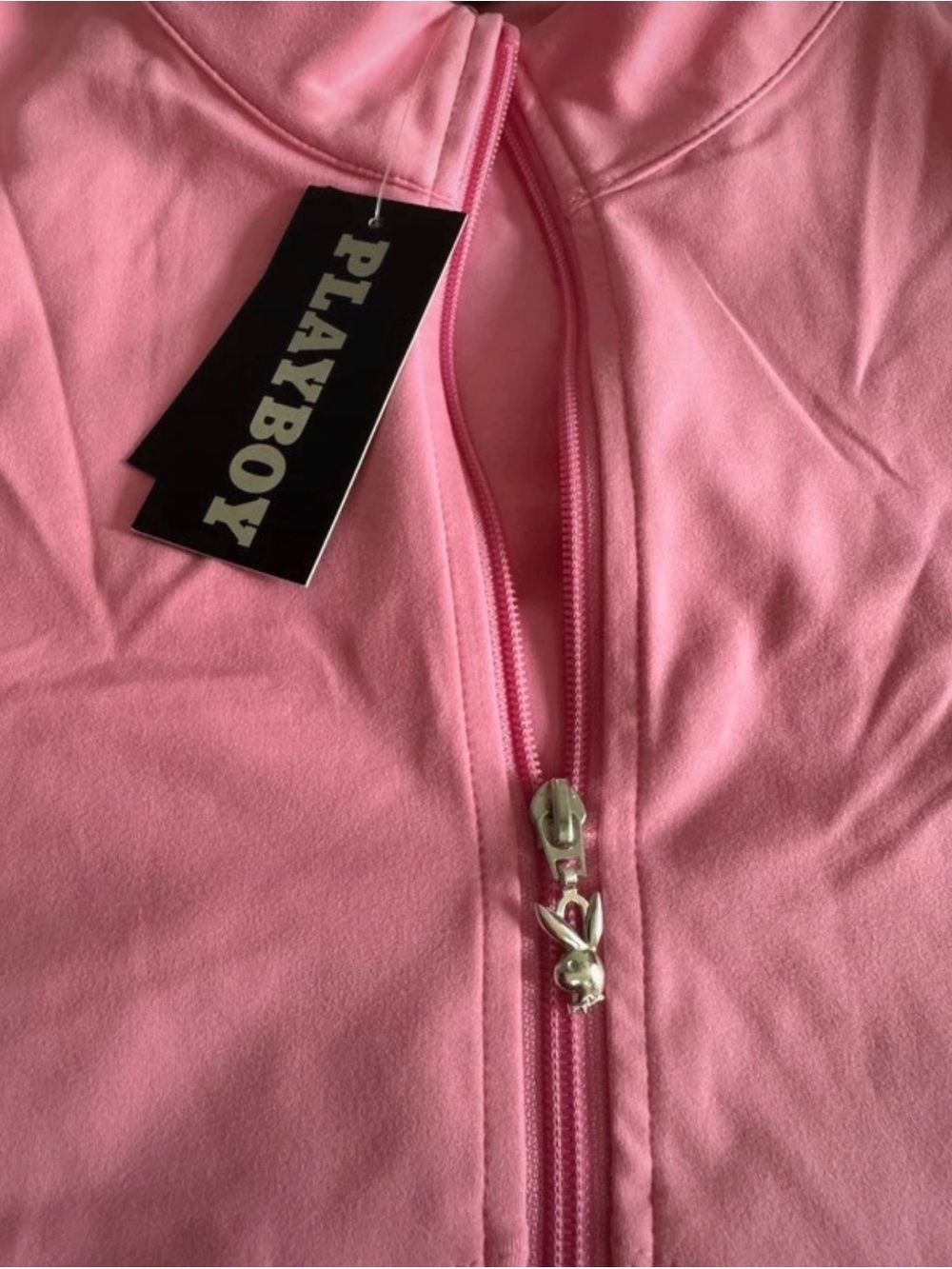 PLAYBOY Pink Zip-Up Define Jacket with Bunny Zip-Up